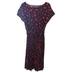 Romantic and Fun Hearts Short Sleeve Belted Empire Waist Dress Size XL